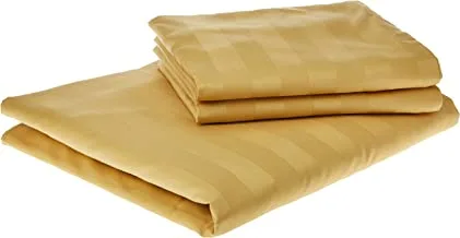 IBed HomeHotel Wide Stripe 3Pcs Bed sheet Set,300TC Cotton, King Size, mustard brown