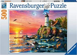 منارة Ravensburger Lighthouse at Sunset 500 قطعة من ألغاز الصور المقطوعة للبالغين والأطفال بعمر 10 سنوات ، متعددة الألوان ، 16581