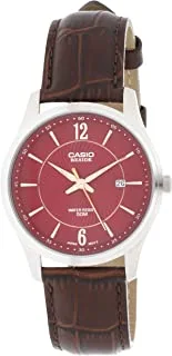 Casio Men Red Dial Leather Band Watch -Bem-151L-4Avdf