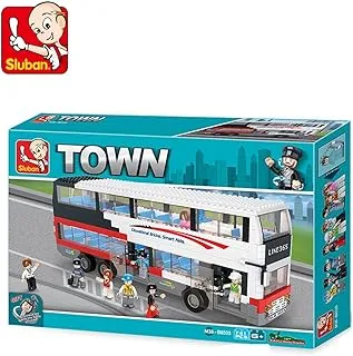Sluban Town Series - Luxurious Bus Double Decker Building Blocks 741 PCS with 9 Mini Figures - For Age 6+ Years Old