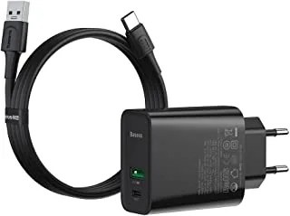 BasEUs Speed Pps Quick Charger C+A 30W EU Vooc Edition（With 1M 5A U-C Flash Cable）Black