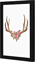 Lowha Deer Roses Wall Art Wooden Frame Black Color 23X33Cm By Lowha