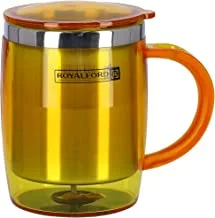 Royalford 14Oz Double Wall Travel Mug Portable With Comfortable High Grip Handle, & Highgrade Stainless Steel Inner Hot & Cool, Leakresistant Lid Preserves Flavour & Freshness,Rf6154Or, Multi