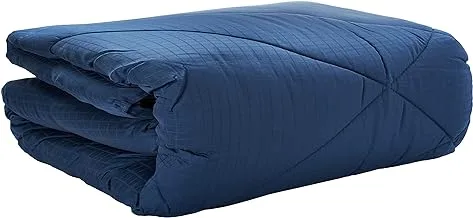 Hotel Linen Klub 7Pc King Comforter Set , 100% Cotton Dobby Box Sateen, 250Gsm Soft Fiber Filling, 240 X 260 cm , Navy