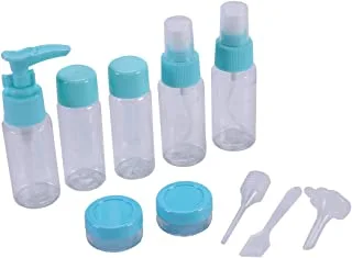 Lawazim Travel Clear Plastic Container Set 10 Piece - Blue | Portable Travel Containers Set for Toiletries Leak Proof Travel Office Camping |Clear Refillable