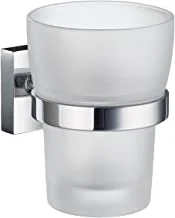 Smedbo RK343 Frosted Glass Tumbler with Holder, Polished Chrome