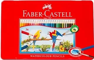 Faber-Castell 115937 36 أقلام ألوان مائية في علبة معدنية مسطحة