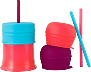 Boon Snug Straw with Cup For Girl - Pack of 1, Pink/Purple/Blue