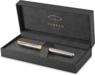 قلم حبر باركر Sonnet ، فولاذ مقاوم للصدأ بحافة ذهبية ، سن متوسط ​​| 8558