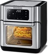 BLACK+DECKER XL Digital Air Fryer Oven 1500W 12L, 10 Presets 360° Rapid Air Convection Tech Temp-Time Control For Little/No-Oil Healthy Frying Grilling Roasting& Baking AOF100-B5