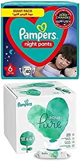 Pampers Baby-Dry Night, Size 6, 160 Diaper Pants + 864 Aqua Pure Wet Wipes