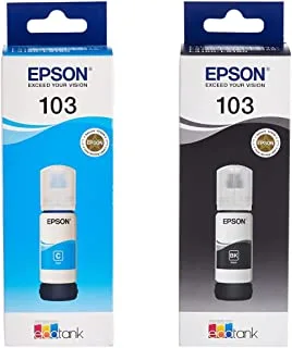 Epson 103 EcoTank Cyan Ink Bottle و 103 EcoTank Black Ink Bottle 65ml