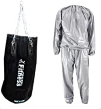 Fitness World, Unfilled Boxing Punch Bag, 60cm/Unisex Sauna Suit, Size, Silver And Black