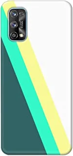 غطاء جراب مصمم بلمسة نهائية غير لامعة من Khaalis لـ Realme 7-Diagonal Stripcs أبيض أخضر أصفر