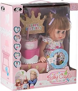 Pj Power Joy Baby Cayla Happy Birthday 14 Interactive Doll Battery Operated Playset, Crb628
