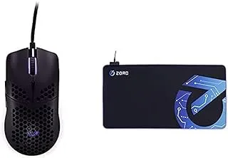 ماوس ألعاب ZORD MATRIX X9 مع أزرار جانبية سلكية بالليزر مع لوحة ماوس ZORD Z9 ، لوحة ماوس ألعاب ناعمة RGB مع قاعدة مقاومة للانزلاق 800 * 300 * 3 مم