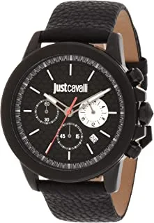 Just Cavalli Young Gents Black Dial Leather Analog Watch - Jc1G140L0035