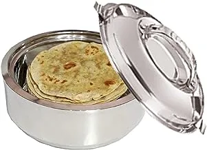 Kuber Industries Insulated Stainless Casserole|Hotpot,Chapati Box|Serving Bowl|Keeps Food Hot|Dishwasher Safe|10000 ML|Silver