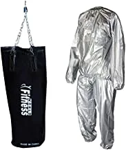 Fitness World, Unfilled Boxing Punch Bag, 80cm/Unisex Sauna Suit, Size Xl, Silver And Black