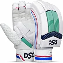 DSC Intense Valor Leather Cricket Batting Gloves، Youth Right (White Turquoise)