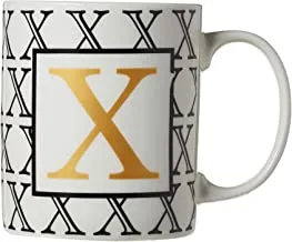 كوب قهوة من البورسلين بطبعات حرف X من الخزف الضحل ، Bd-Mug-X