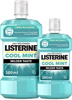 Listerine Mouthwash Cool Mint Milder Taste, 500ml + 250ml Free