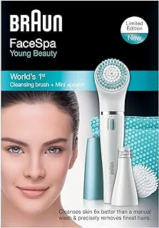 Braun Face SE832E Color Facial Cleansing Brush & Facial Epilator Limited Edition With Exfoliation Brush And Beauty Pouch