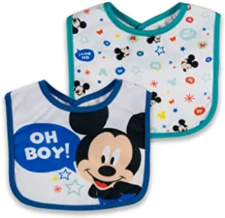 Disney Mickey Mouse Bibs Washable, Stain and Odor Resistant, 100% Water Proof, Pack of 2. Age: 6 24 months (Official Disney Product)