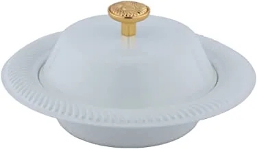 Al Saif Iron Date Bowl Size: 15.6CM, Color: Ivory White/Gold