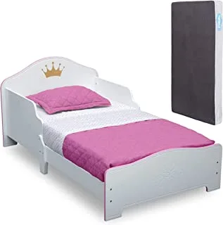 Delta Children Princess Crown Wooden Toddler Bed With Twinkle Toddler Mattress