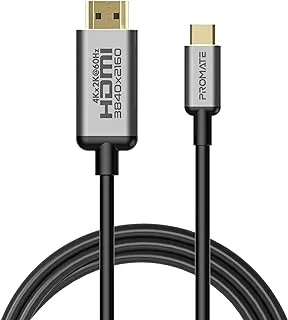 Promate USB-C™ to HDMI Cable 4K 60Hz, Universal Type-C™ to UHD HDMI Cable (Thunderbolt 3 Compatible) with Support 4K x 2K Display and 6ft Cord for MacBook, Dell, Samsung, Chromebook, HDLink-60H