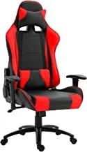 كرسي ألعاب الفيديو عالي الظهر من Mahmayi Gumi 09854 - كرسي ألعاب مريح ومنجد من جلد البولي يوريثان 360 مع دعم أسفل الظهر ومسند رأس - (أسود / أحمر) ، 9854GAMINGCHR_Red
