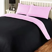 Ibed Home180Tc Two Tone 4Pc Single Comforter Set - 160X220 cm - Black & Baby Pink