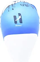 قبعة سباحة سيليكون للكبار من هيرموز بنقوش للجنسين ، أزرق