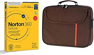 حقيبة كمبيوتر محمول ، حقيبة كتف داتازون 14.1 بوصة بني مع جهاز Norton N360 Deluxe 50 جيجابايت للنسخ الاحتياطي السحابي للكمبيوتر الشخصي AR 1 مستخدم 3 + 2.