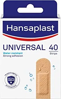 Hansaplast Water Resistant Plasters, Dirt and Water Resistant Strip Plasters, Plasters Waterproof, All-Purpose First Aid Plasters, 40 Strips