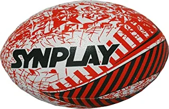 Synplay Hand-Stitched Rubber Trainer Rugby Ball, Size 5 (Red)