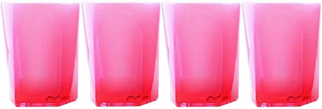 Royalford Acrylic Plain Shape Glass 4 Piece Set, Pink