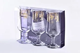 Wisteria Glass STEMWARE set Paisley Gold /3PCS