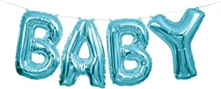 Unique letter banner kit foil balloon, baby blue, One Size