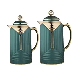 Al Saif Thurya 2 Pieces Coffee And Tea Vacuum Flask Set, Size: 0.7 & 1.0 Liter, Color: Matt Green, K195655/2Mgng