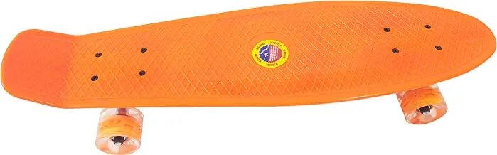 Funz Cruiser Retro Plastic Complete Skateboard For Boys And Girls, Non-Slip Skateboard Size 67X18 cm, High Speed Bearings & Soft Pu BUShing Led Wheels, For Teens Adults Youths And Beginners, Orange