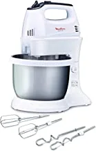 MOULINEX Hand Mixer | Quick Mix | With Standbowl, egg-white whipping, dough kneading | 300 W | 5 speeds | White | 2 Years Warranty | HM312127
