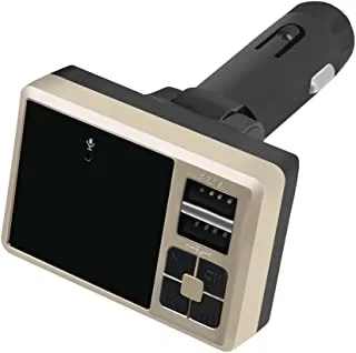 جهاز إرسال FM للسيارة يعمل بالبلوتوث اللاسلكي مع شاحن USB مزدوج سريع للاتصال بدون استخدام اليدين ، ذهبي ، DZ- 950KWD
