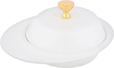 Al Saif Iron Date Bowl Size: 18x16CM, Color: Ivory White/Gold