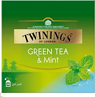 Twinings Green Tea and Mint، 50 Tea Bags - Pack of 1. تويننجز شاي اخضر ونعناع ، 50 كيس شاي - عبوة من 1