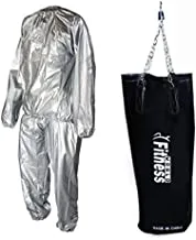 Fitness World, Unfilled Boxing Punch Bag, 80cm/Unisex Sauna Suit, Size L, Silver And Black