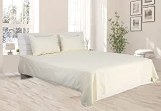 Deyarco Hotel Linen Klub King Bed Sheet 3pcs Set, 100% Cotton 250Tc Sateen Solid Dyed, Size: 260x280cm + 2pc Pillowcase 50x75cm,Cream