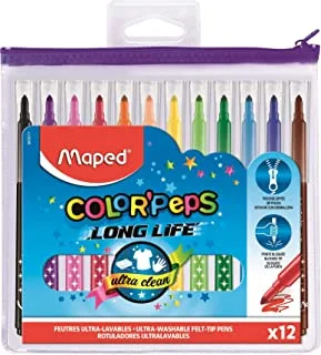 12-Piece Felt Tip Zip Case Color Pen Set Multicolour