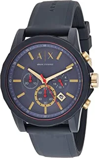 A|X Armani Exchange Men's Chronograph, Blue Silicone Watch, AX1335